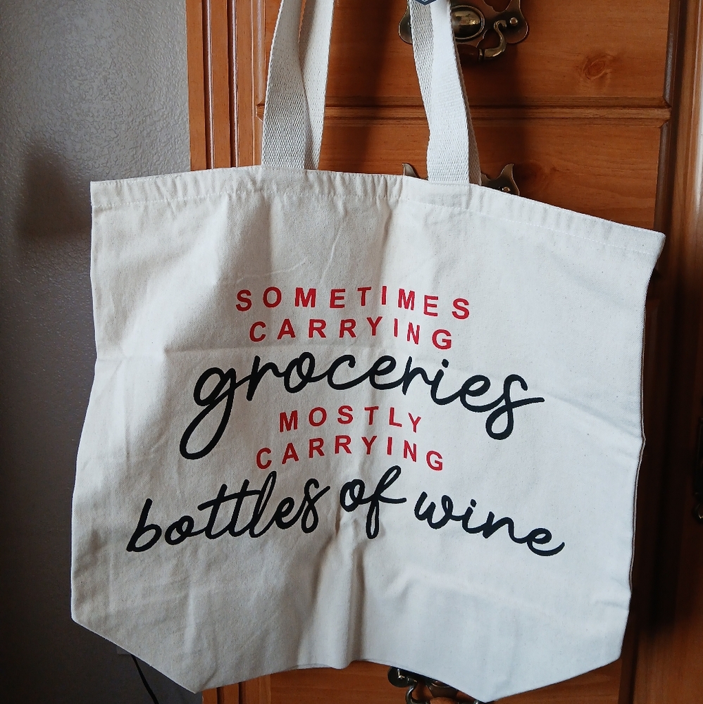 Boho Living Canvas Tote Bag with Fun Quote